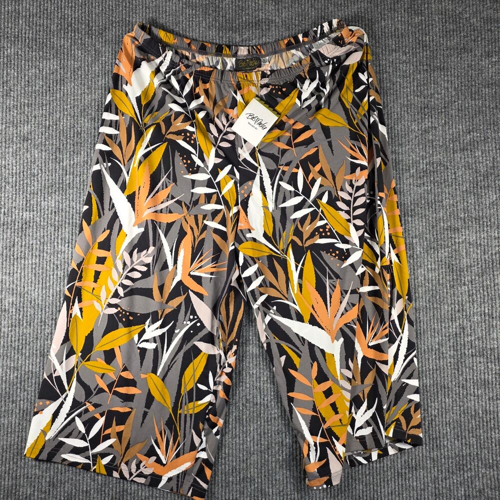 Bob Mackie Wearable Art Tropical Capri Pants XL Pull On Stretch